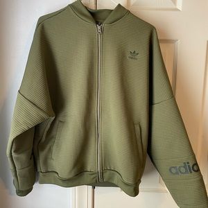 Women’s Adidas Three Stripe Army Green Bomber Coat